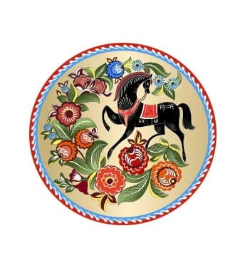 نقاشی اسلیمی گل و اسب