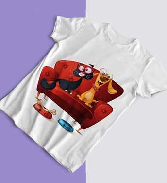 طرح تی شرت گربه و سگ